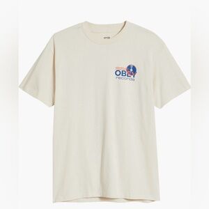 Obey Cream T-Shirt with Blue and Orange Logo